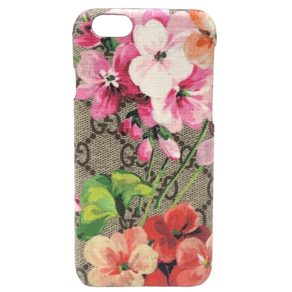 GUCCI Beige Pink Red Floral GG Monogram Logo Apple IPhone6 Phone Case NEW